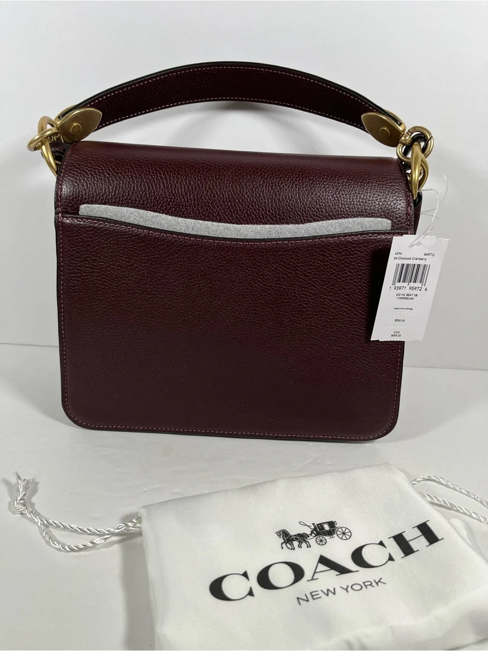 New Coach Beat Shoulder Bag With Horse And Carriage Print Oxblood Cranberry $550